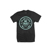 Newaza Apparel In Jiu Jitsu We trust Black shirt unique Teal writing.  Available at www.thejiujitsushop.com today!

Free Shipping on all products in our shop!