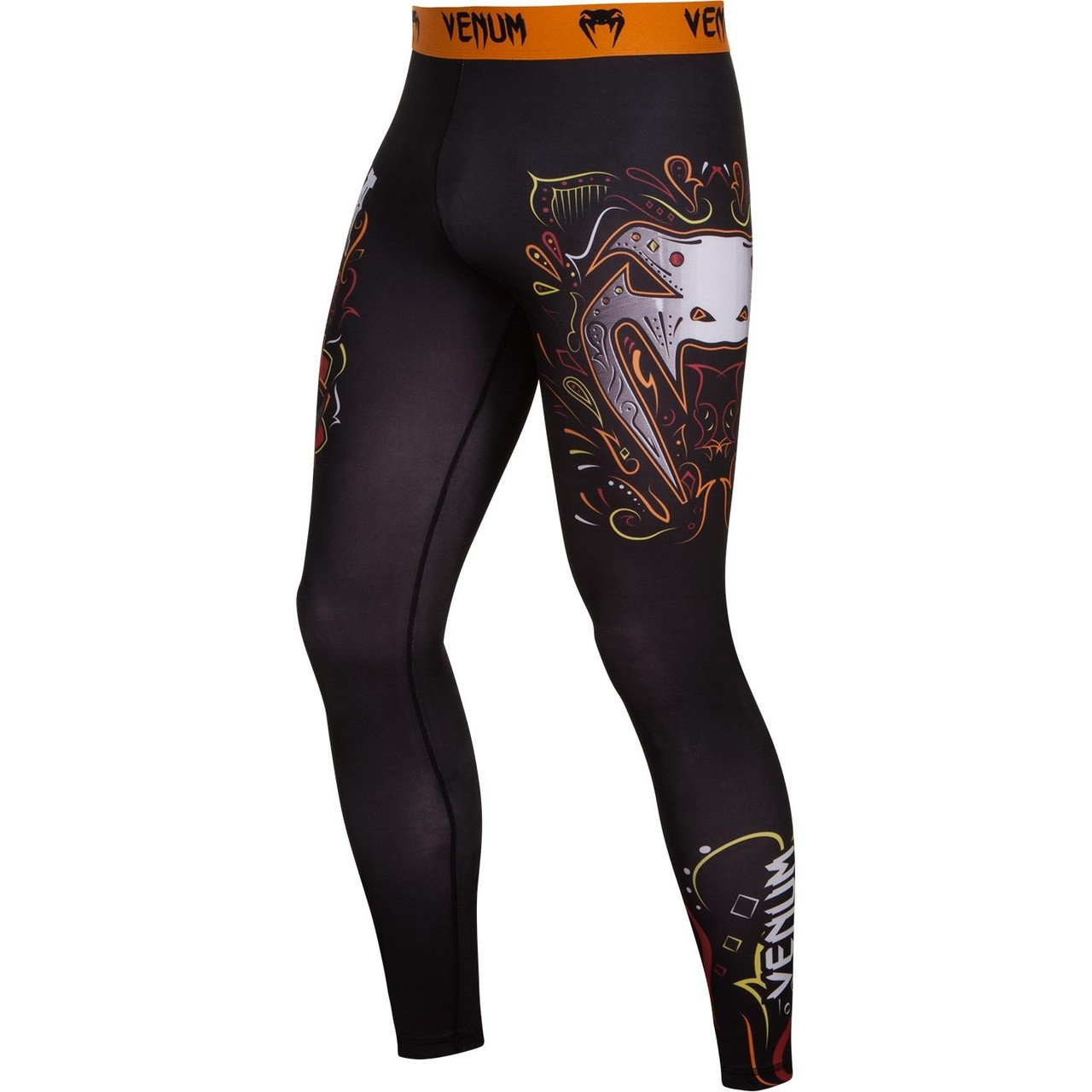 Venum Santa Muerte Grappling Spats (Black/Orange) | The Jiu Jitsu Shop