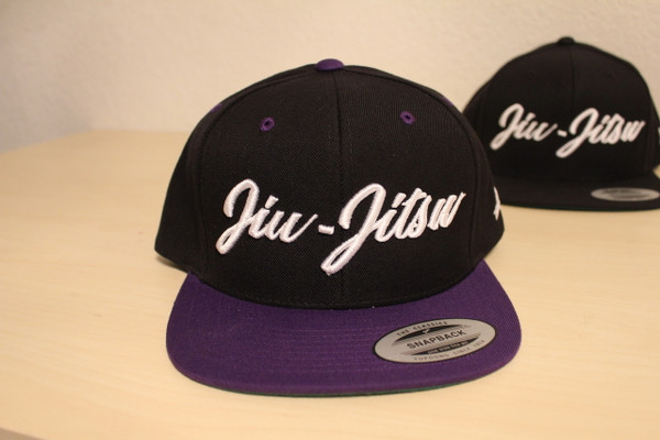 Open Guard Apparel All Black/Purple Jiu Jitsu Cursive Hat Snap back style. 
