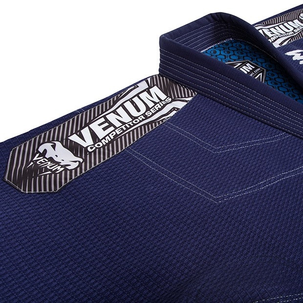 Venum Elite BJJ Gi Navy Blue top jacket patches @ www.thejiujitsushop.com