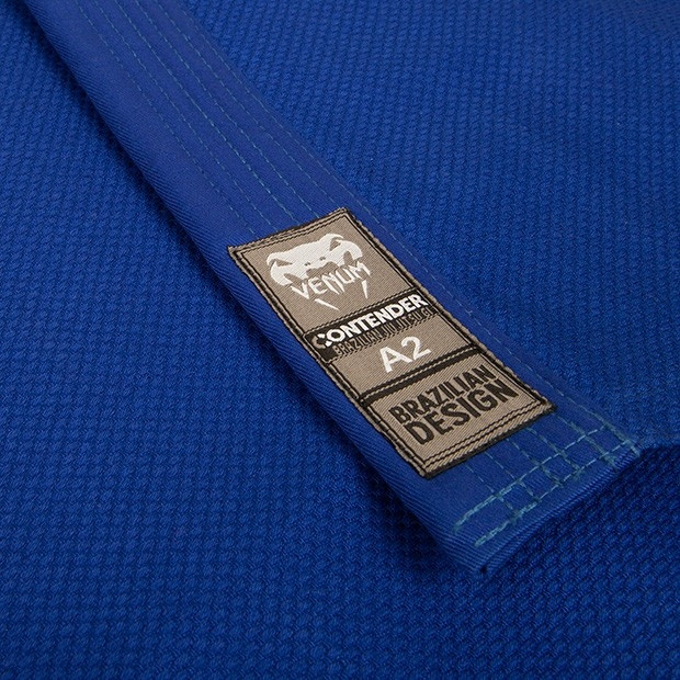 Venum Contender Jiu Jitsu Gi Blue label on lapel  @ www.thejiujitsushop.com