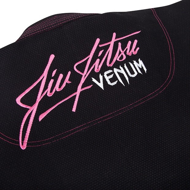 Venum Challenger 2.0 Women's Black and Pink Jiu Jitsu Gi top back of jacket @ www.thejiujitsushop.com