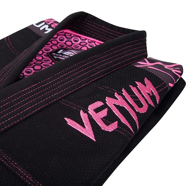 Venum Challenger 2.0 Women's Black and Pink Jiu Jitsu Gi jacket top zoom @ www.thejiujitsushop.com