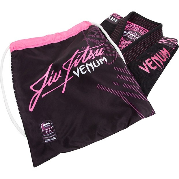 Venum Challenger 2.0 Women's Black and Pink Jiu Jitsu Gi bag with white strings @ www.thejiujitsushop.com