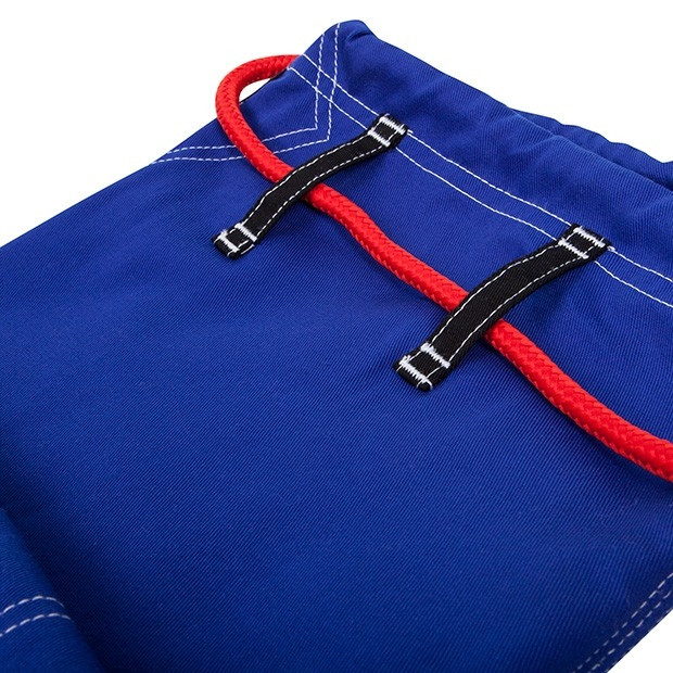 venum challenger 2.0 Blue Jiu Jitsu Gi zoom on red string blue pants @ www.thejiujitsushop.com