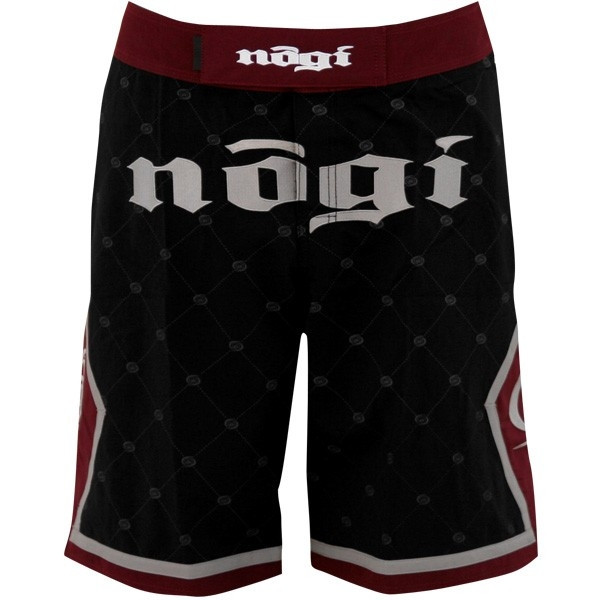 No Gi Industries Kingpin Shorts.  Black and burgandy limited edition shorts. 

Available at www.thejiujitsushop.com.  When not training bjj they can be used as all around awesome shorts. 
