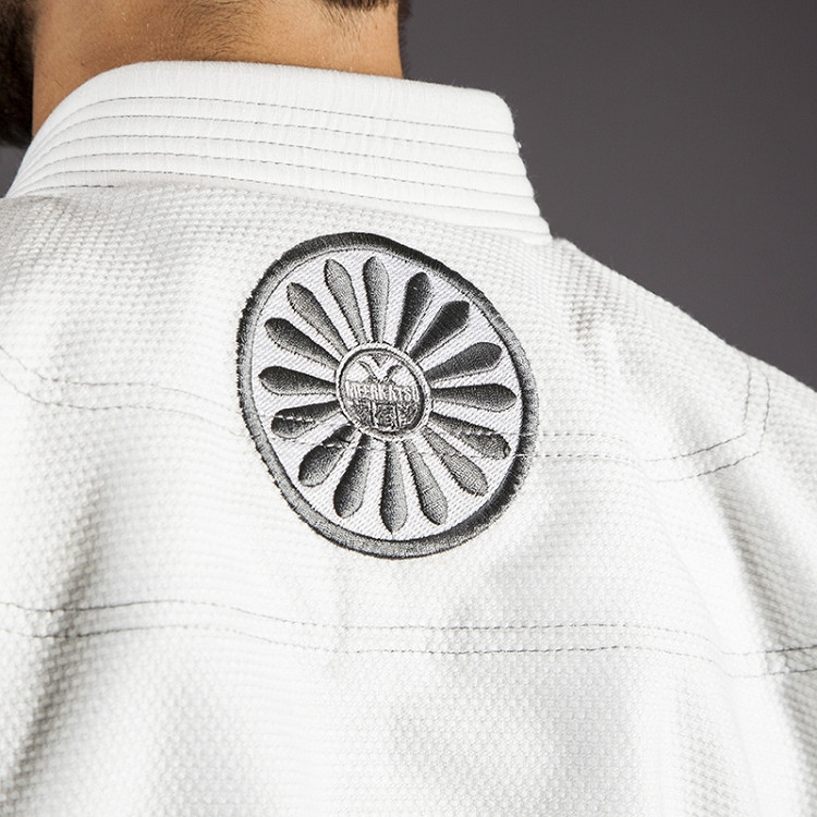 Meerkatsu Heavenly Kimono White upper back @ The Jiu Jitsu Shop
