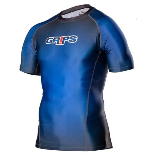 Grips Athletics Wasp Honeycomb Short Sleeve Rashguard Blue @ The Jiu Jitsu Shop