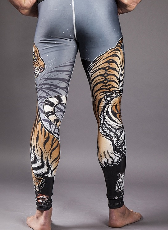 Meerkatsu Midnight Tiger Grappling Tights Back View @ The Jiu Jitsu Shop