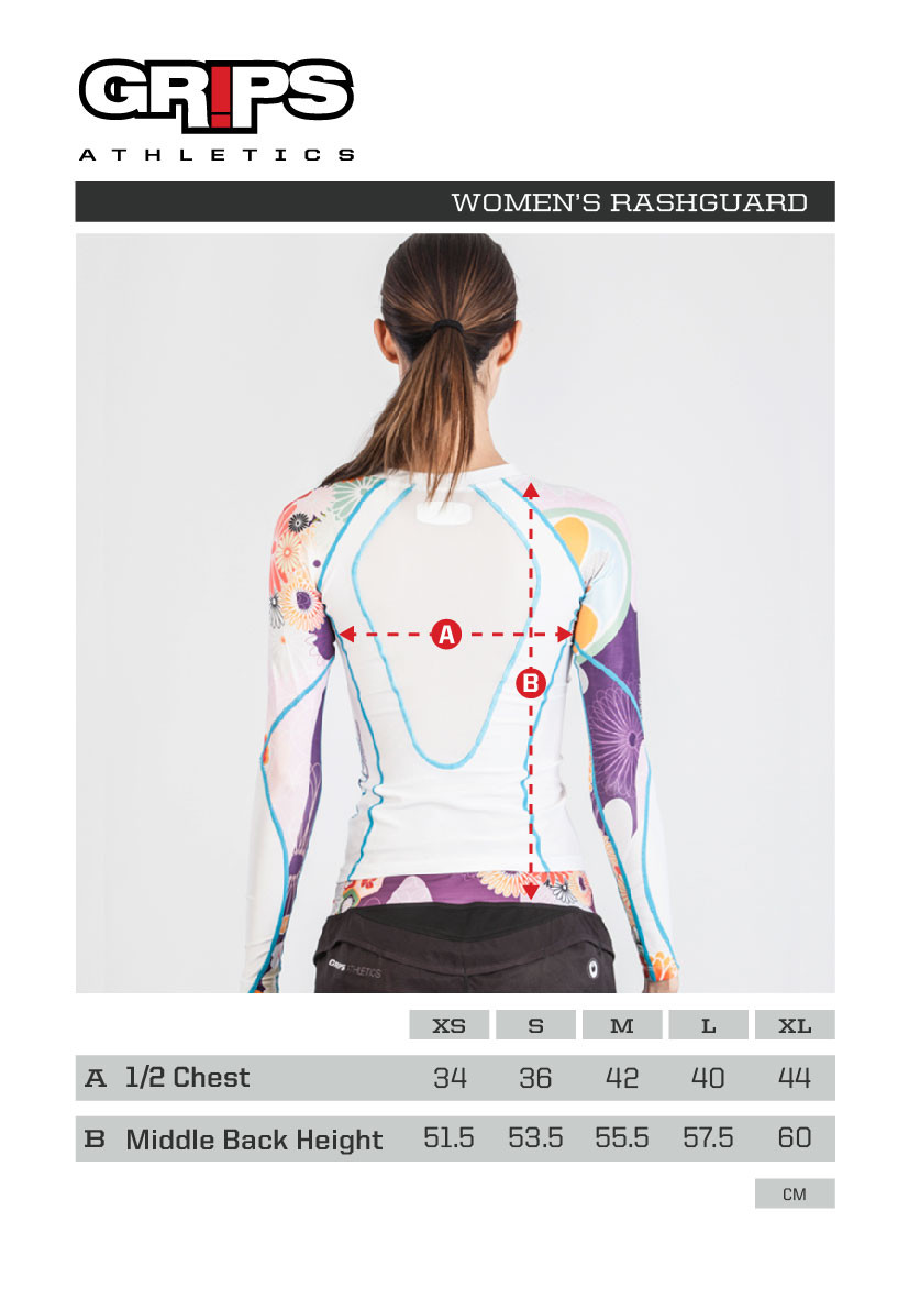 grips power flower long sleeve rashguard black the jiu gameness gi size chart