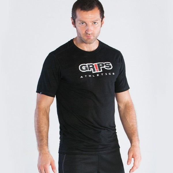 Grips Athletics Baseline Tshirt Black @ www.thejiujitsushop.com.  Light tshirts with quick dry technology from our friends at Grips Athletics