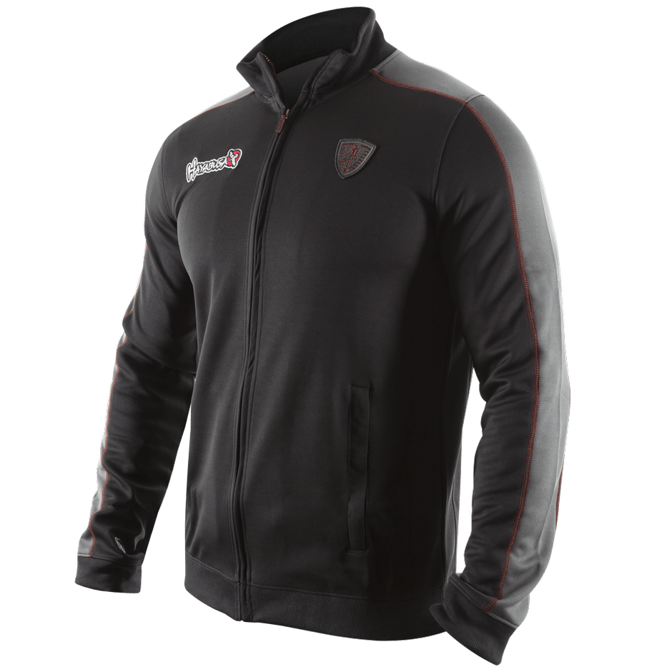 Hayabusa Track Jacket - Side view of Black Jacket at www.thejiujitsushop.com stylish clean MMA and BJJ Jacket from our friends at Hayabusa