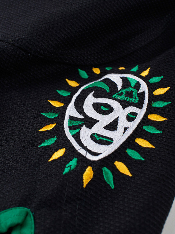 Manto Lucha Jiu Jitsu Gi @ www.thejiujitsushop.com .  Black red and green the luchadores are here!