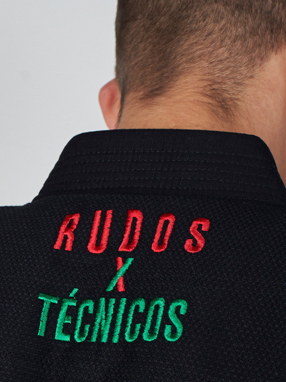 Manto Lucha Jiu Jitsu Gi @ www.thejiujitsushop.com .  Black red and green the luchadores are here! The back of the gi shows Rudos x tecnicos