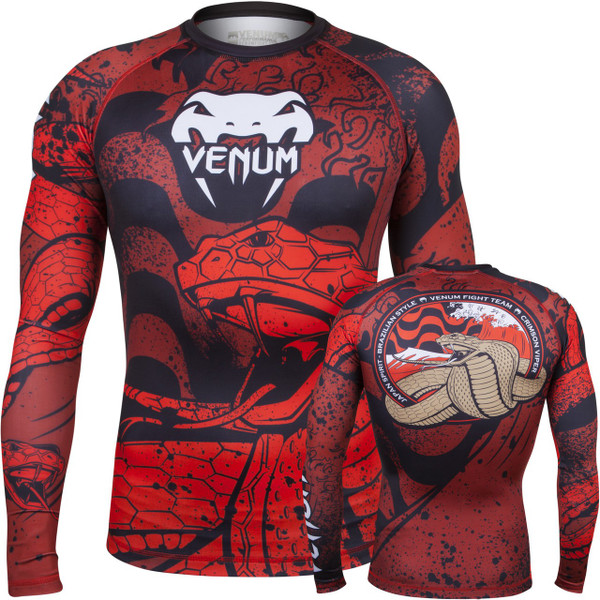 Venum Absolute Crimson Viper rashguard long sleeve.  The Jiu Jitsu Shop. www.thejiujitsushop.com 

Beautiful design with collaboration with Leandro Lo.  Long sleeve viper design.