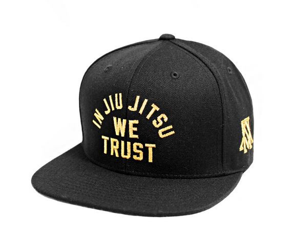 Newaza Apparel In Jiu Jitsu We Trust Gold on Black Hat.  Now available at www.thejiujitsushop.com.  Enjoy complimentary shipping from The Jiu Jitsu Shop on this one of a kind hat.  

Great stitching and workmanship.