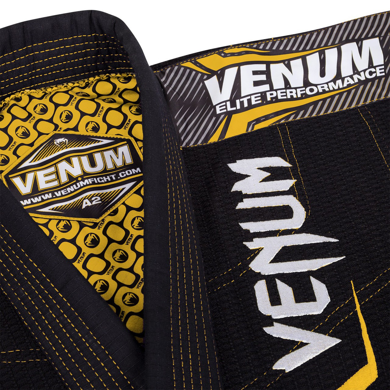 Venum Elite Gi Black and yellow lapel embroidery now available at www.thejiujitsushop.com

Enjoy free shipping from The Jiu Jitsu Shop