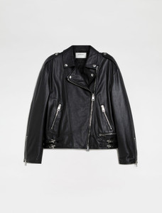 Sportmax Black Leather Biker Jacket