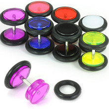 2 PAIRS Fake Cheater Color UV plugs gauges black red blue pink YOU PICK TWO