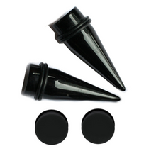 Black Acrylic Tapers AND Black Plugs gauges - Choose size 00g-1 inch