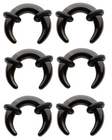 8pc set Single Black Acrylic U Shaped Pinchers Septum Horseshoes Buffalo Tapers 0g-14g