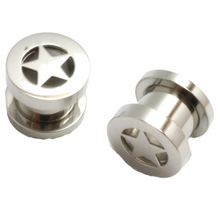 0g 0 Gauge STEEL STAR SCREW ON PLUGS tunnel ear flesh