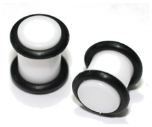 WHITE 14g gauge ACRYLIC PLUGS tunnels ear -PAIR