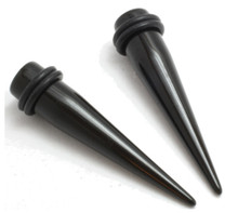 Pair 10G Black Ear Stretching TAPERS gauge expanders 2.4mm