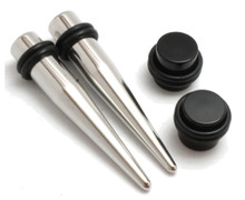 0g PAIR Steel Tapers AND Plugs Ear Stretch Kit expander