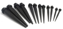 6 Pairs 00g- 8g Black EAR STRETCHING TAPERS 