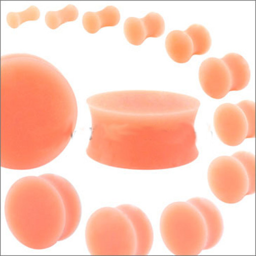 PAIR Flesh Skin Colored Plugs Hiding Hide Retainer Silicone Ear Gauges