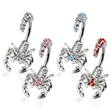 Scorpion Gem Belly Button Ring Bar Naval Navel 14g 3/8 blue pink red clear eyes