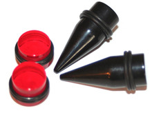Pair of Black Tapers and Red Plugs Ear Stretching Kit Gauges Gauging Plugs 1/2 9/16 5/8 3/4 7/8 1 inch