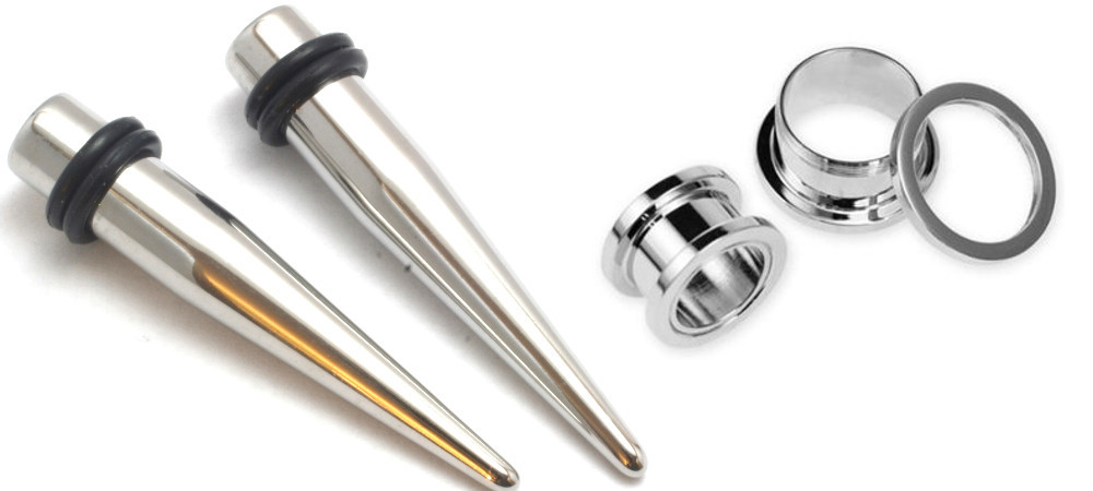 7mm 1g 316l Stainless Steel Tapers and Screw Tunnels Ear Stretching Kit  Gauges Plugs - Zaya Body Jewelry