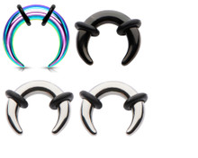 6g 8g 10g 12g Steel Black Rainbow Pinchers for Ears Septum Horseshoe Gauges