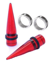 18mm Red UV Tapers Steel Screw Tunnels Gauges Ear Stretching Kit plugs 3/4 inch