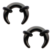 Pair 1g 7mm Black Steel Ear Plugs Tunnels Tapers Pinchers Horseshoes Gauges Septum