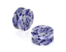Zaya Body Jewelry Pair Blue Organic Stone Saddle Plugs Ear Gauges 8g 6g 4g 2g 0g 00g