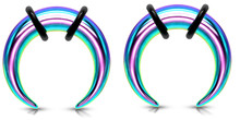 Zaya Body Jewelry Pair Rainbow Steel Pinchers Taper 0g 1g 2g 4g 6g 8g 10g 12g 14g Ear Plugs septum