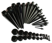 16g-00g Black EAR STRETCHING KIT Tapers Plugs gauges