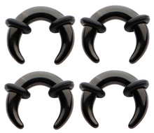 Set of 4 Black Steel Pinchers for Septum Stretching Kit Ears Tapers Horseshoe Gauges 00g 0g 1g 2g 4g 6g 8g 10g 12g 14g
