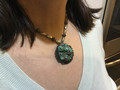 Large Turquoise & Onyx stone set in Silver w/silver beads SOLD