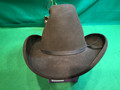Cowboy hat DOBBS WEST, Hand Creased 4, size 7 1/4” dark olive some paint spots 