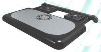 Retractible Triple Fan Notebook Cooling Pad with Aluminum Top Plate ATN-6158BK