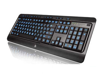 AZIO KB505U Large Print Tri-Color Illuminated Black USB Keyboard