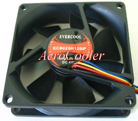 EverCool EC8025H12BP 80mm x 25mm Hi Speed Ball Bearing Fan, 4pin PWM