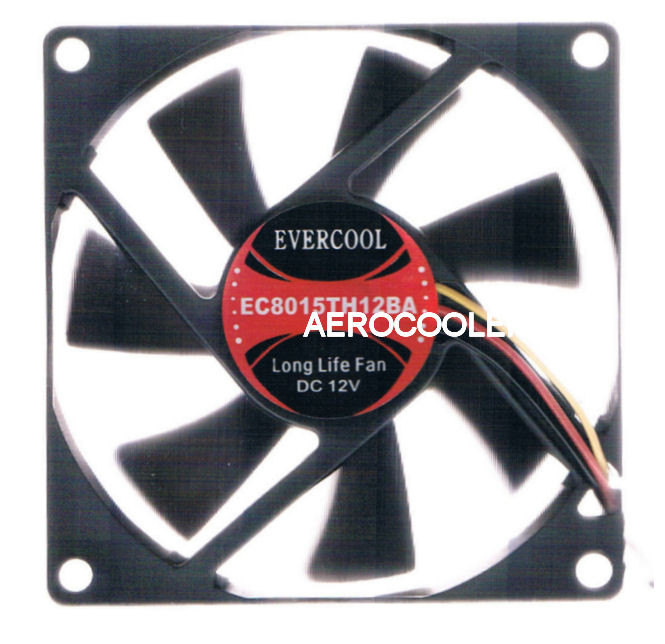 Evercool EC8015TH12B 80mm x 80mm x 15mm Fan, 3Pin - AeroCooler
