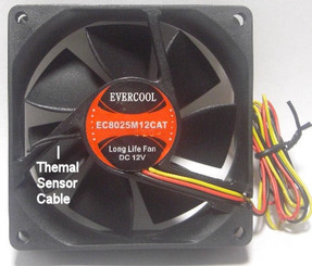 EverCool EC8025M12CAT 80x25mm Thermal Sensor Fan, 3Pin