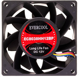 Evercool EC8038HH12BP 80mm x 38mm High Speed Ball Bearing Fan, 4Pin PWM