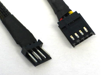 FLOP2MOLEX-C 12inch Small Molex (Floppy) 4Pin Extension Cable - Black Sleeved